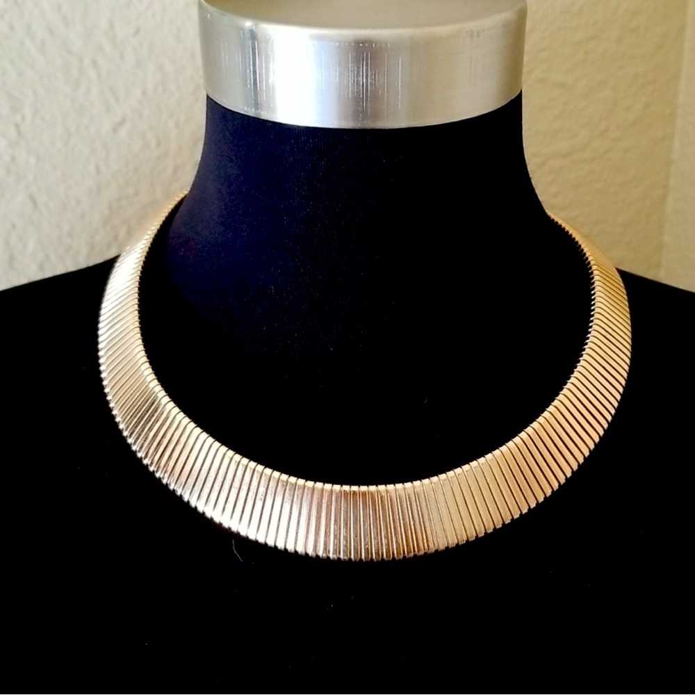 Gold Wide Bib Necklace